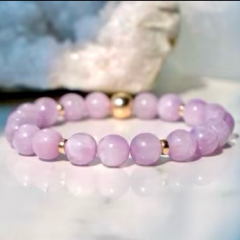 🆕New Kunzite & Hematite Healing Gemstone 8mm Bracelet